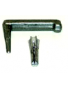 Galvanized steel clamp for flat lightning down conductors.